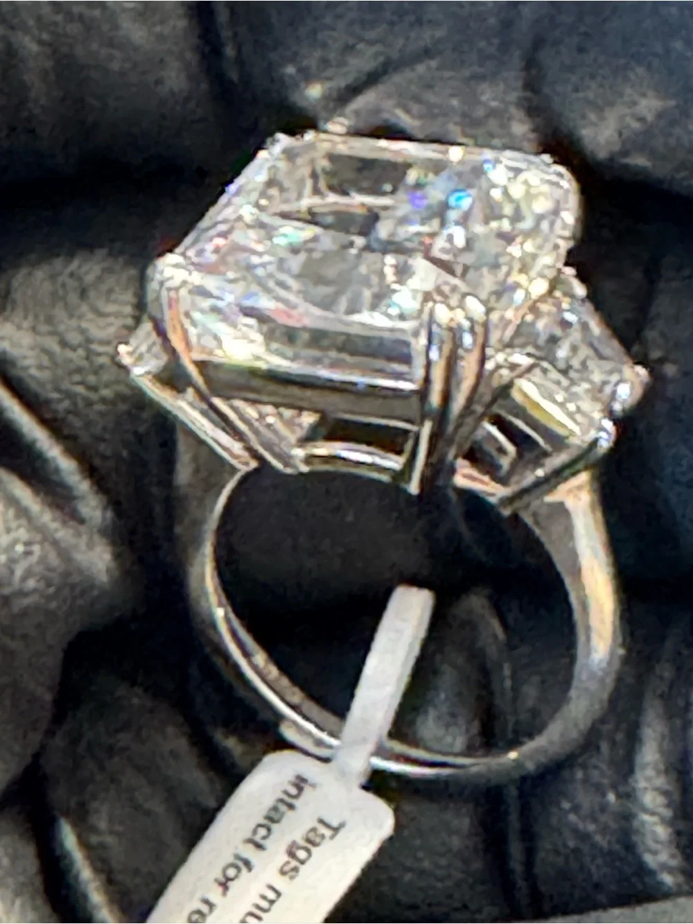 Silver-Tone Clear Crystal Statement Ring -